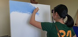 Tia working on a new project.