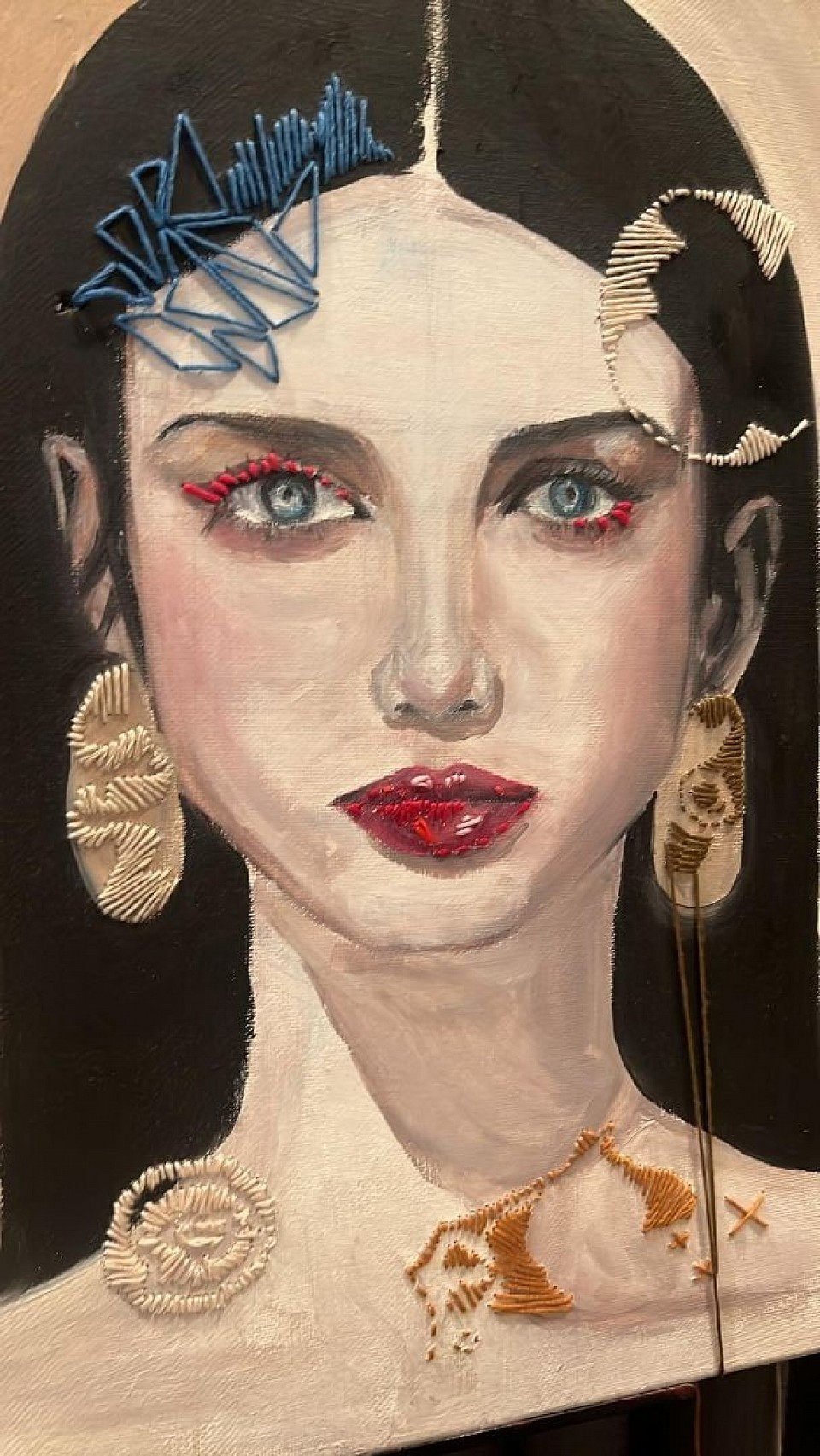 Kaz dy, mixed media, ( acrylic and thread )