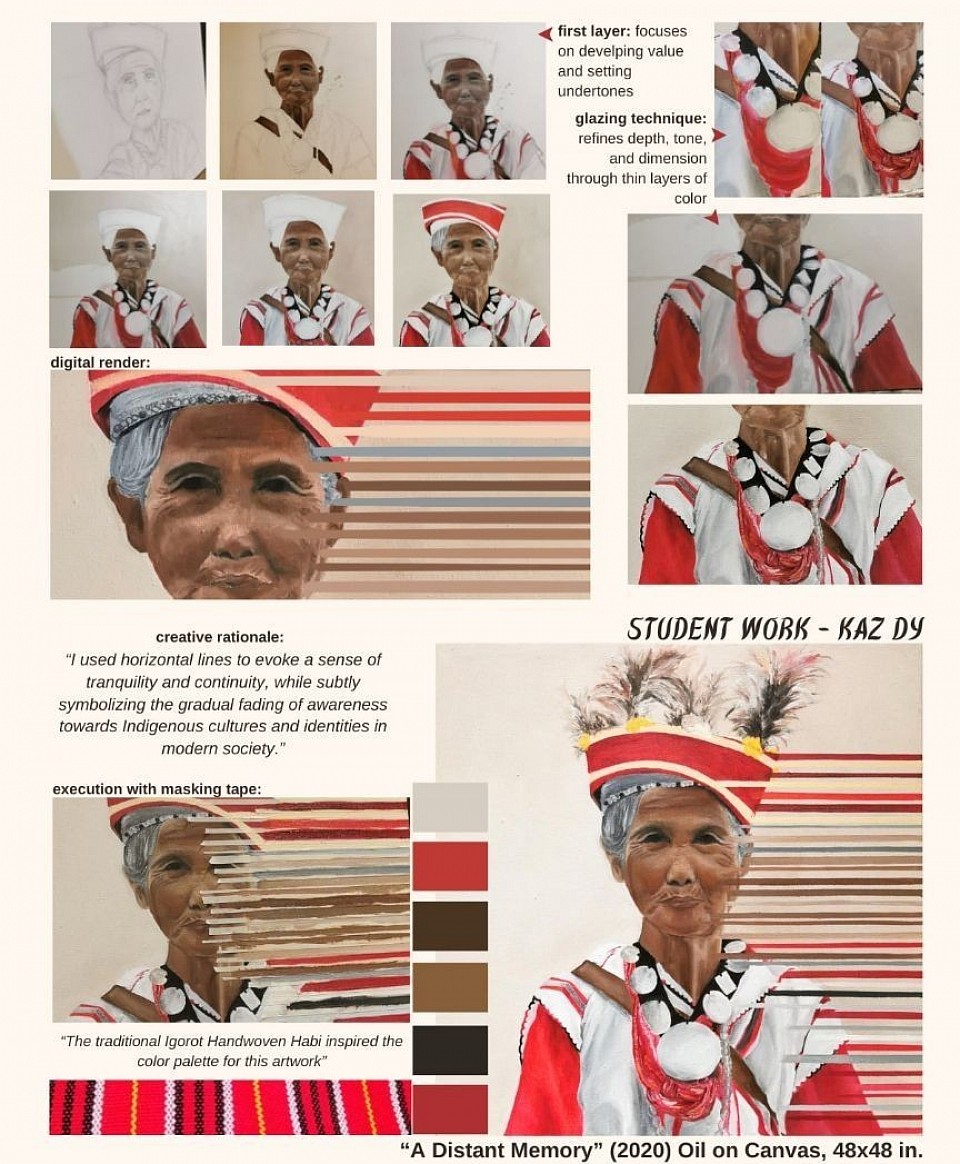 Kaz, AAS lead art teacher, one of her IB process portfolio / oil on canvas / 48 x 48 inches.