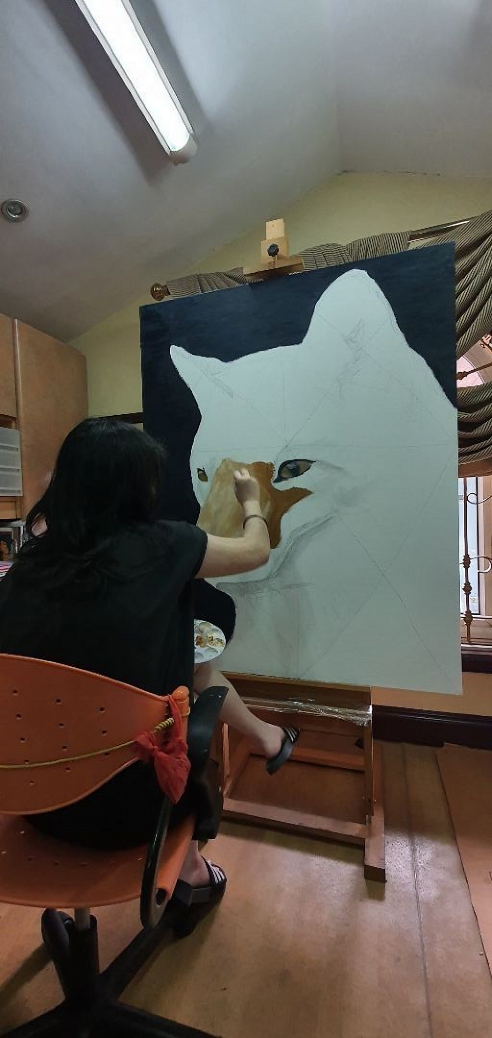 Jana, grade 10, ICA, at her their home art studio.