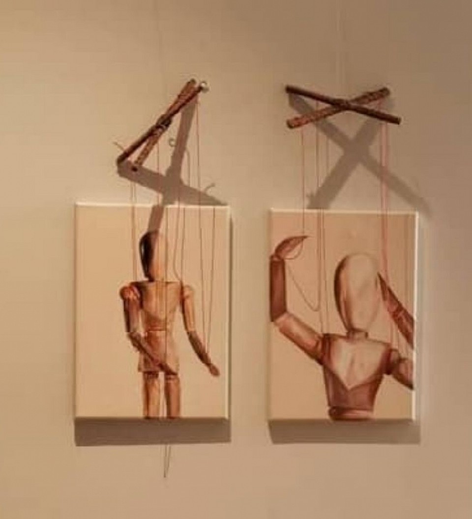 Beyond traditional media, students are encouraged to experiment with layered materials and processes.