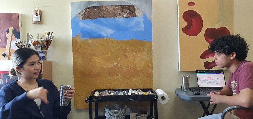 Regular discussion and feedback help students reflect on their ideas and strengthen their creative direction.